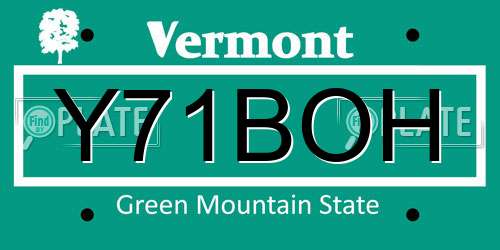 Y71BOH Vermont License Plate