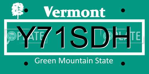 Y71SDH Vermont License Plate