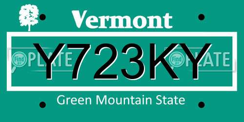 Y723KY Vermont License Plate
