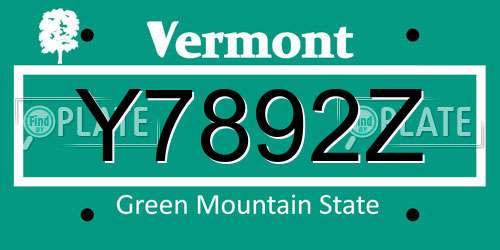 Y7892Z Vermont License Plate