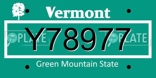 Y78977 Vermont License Plate