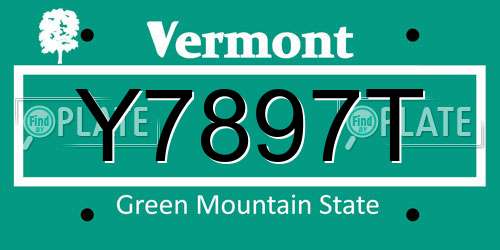 Y7897T Vermont License Plate