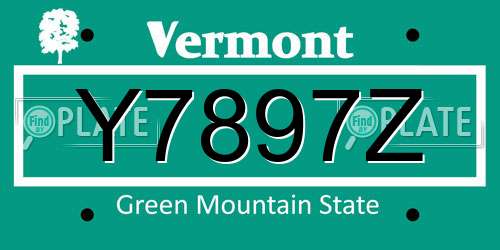 Y7897Z Vermont License Plate