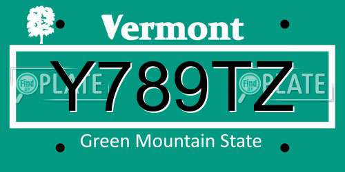 Y789TZ Vermont License Plate