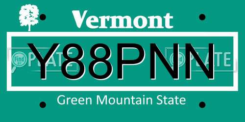 Y88PNN Vermont License Plate