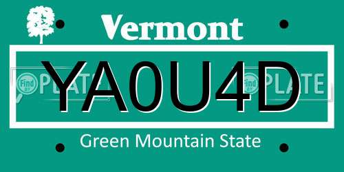 YA0U4D Vermont License Plate