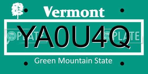 YA0U4Q Vermont License Plate