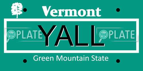 YALL Vermont License Plate