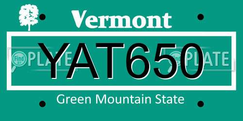 YAT650 Vermont License Plate