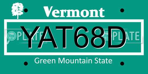YAT68D Vermont License Plate