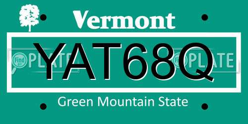 YAT68Q Vermont License Plate