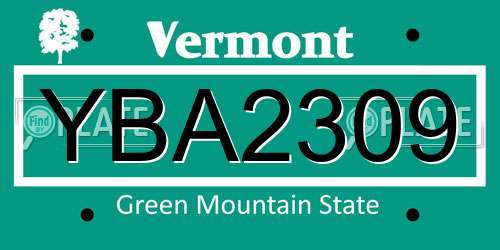 YBA2309 Vermont License Plate