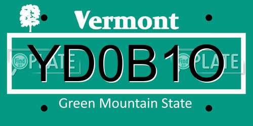 YD0B1O Vermont License Plate