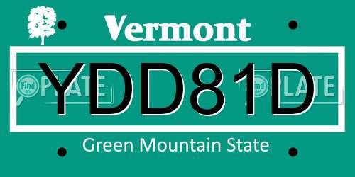 YDD81D Vermont License Plate