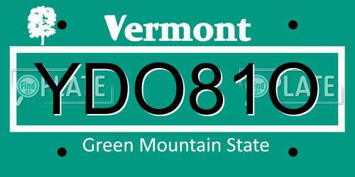 YDO81O Vermont License Plate