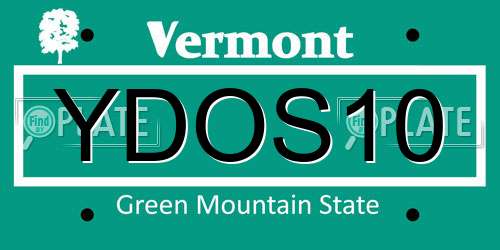YDOS10 Vermont License Plate