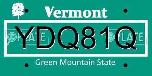 YDQ81Q Vermont License Plate