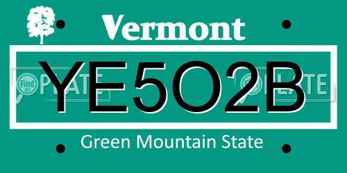 YE5O2B Vermont License Plate