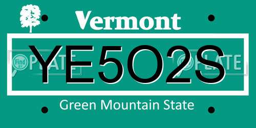 YE5O2S Vermont License Plate
