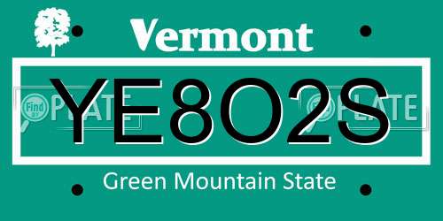 YE8O2S Vermont License Plate