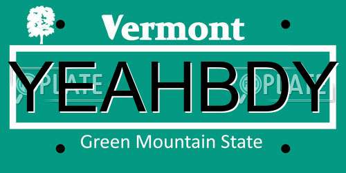 YEAHBDY Vermont License Plate