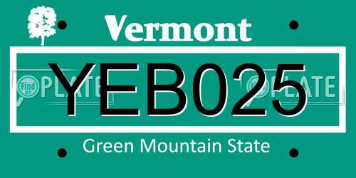 YEB025 Vermont License Plate