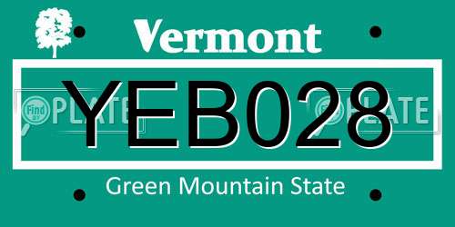 YEB028 Vermont License Plate
