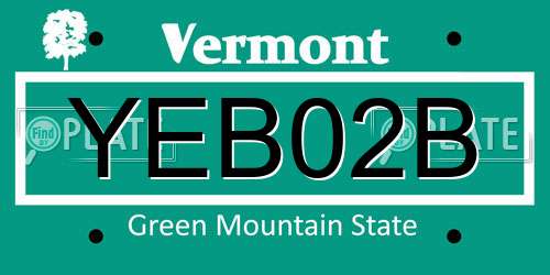 YEB02B Vermont License Plate