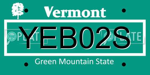 YEB02S Vermont License Plate