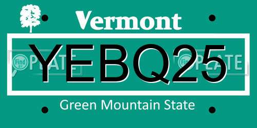 YEBQ25 Vermont License Plate