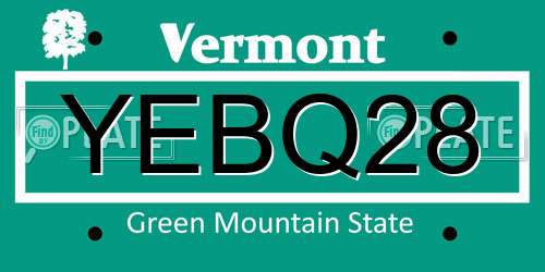 YEBQ28 Vermont License Plate