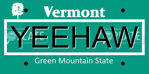 YEEHAW Vermont License Plate