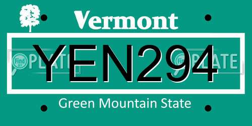 YEN294 Vermont License Plate