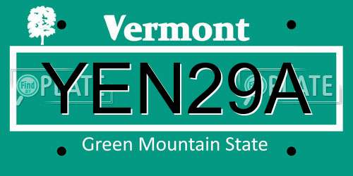 YEN29A Vermont License Plate