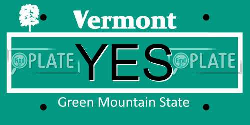 YES Vermont License Plate