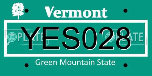 YES028 Vermont License Plate
