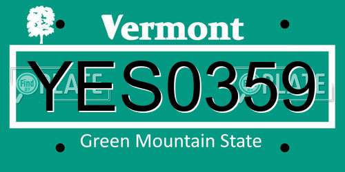 YES0359 Vermont License Plate
