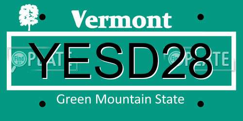 YESD28 Vermont License Plate