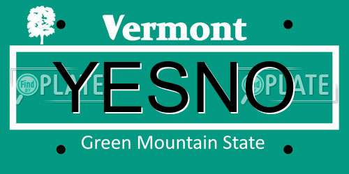 YESNO Vermont License Plate