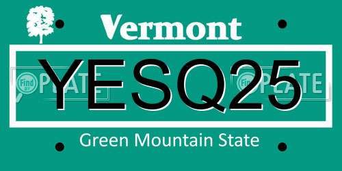 YESQ25 Vermont License Plate