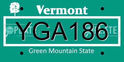 YGA186 Vermont License Plate