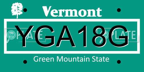 YGA18G Vermont License Plate