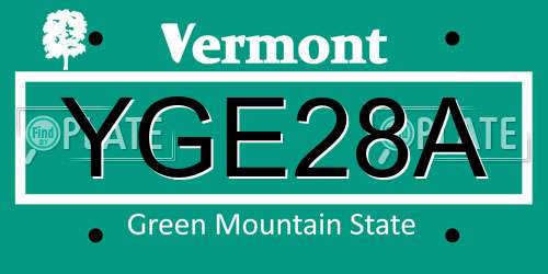 YGE28A Vermont License Plate
