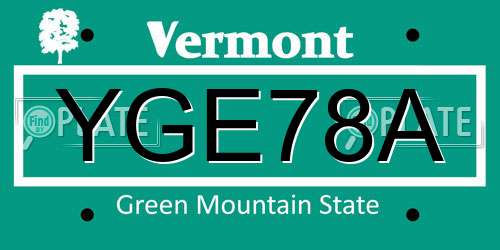 YGE78A Vermont License Plate