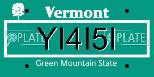 YI4I5I Vermont License Plate