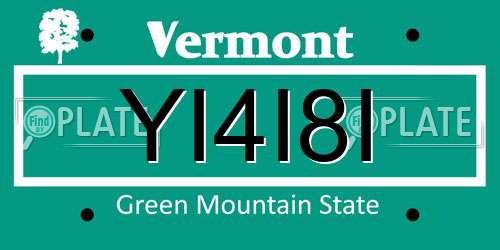 YI4I8I Vermont License Plate