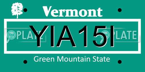 YIA15I Vermont License Plate