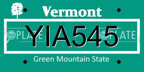 YIA545 Vermont License Plate