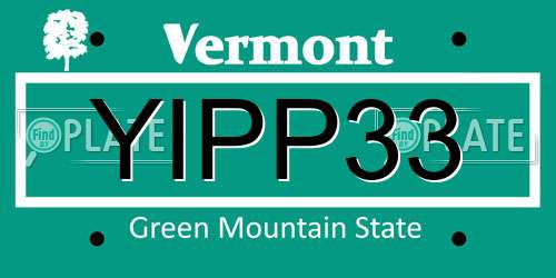 YIPP33 Vermont License Plate