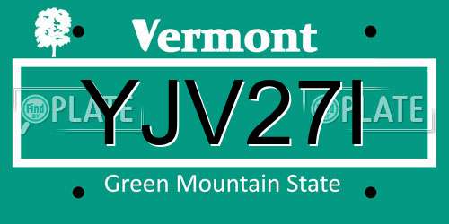 YJV27I Vermont License Plate